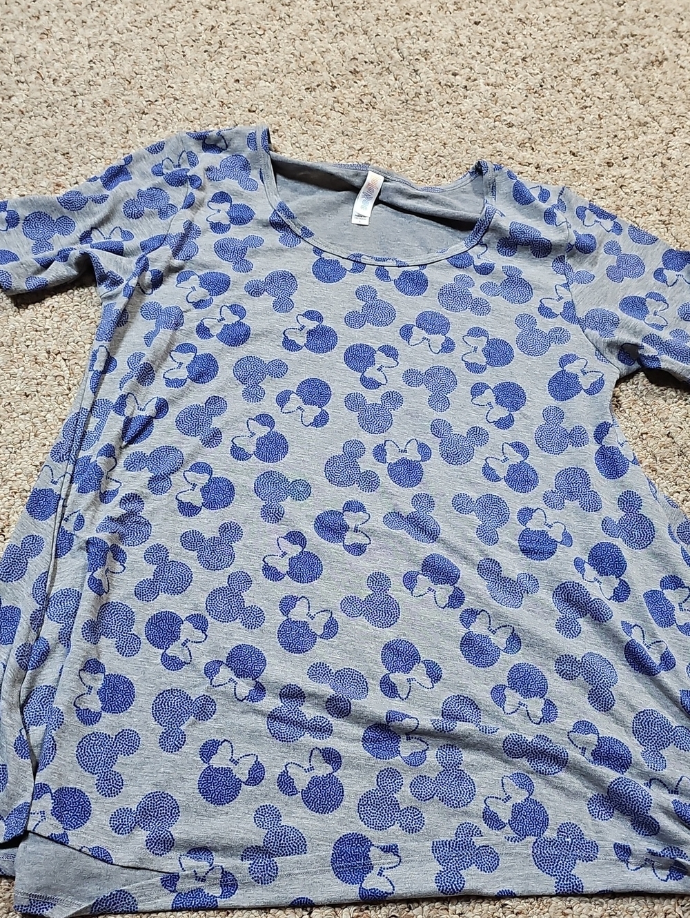 LuLaRoe Gray Tee with Minnie And Mickey Print